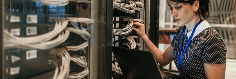 A Technician maintaining a server