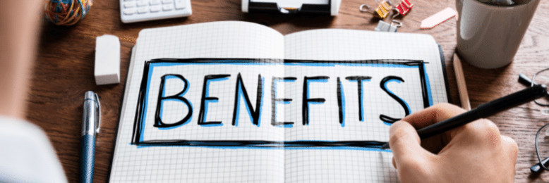 Benefits written in a notebook