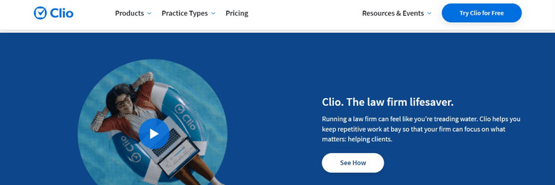 Clio website interface