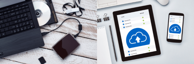 Data backup on external drives and cloud