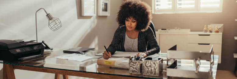 Female employee working from home