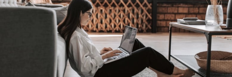 Female working on her laptop