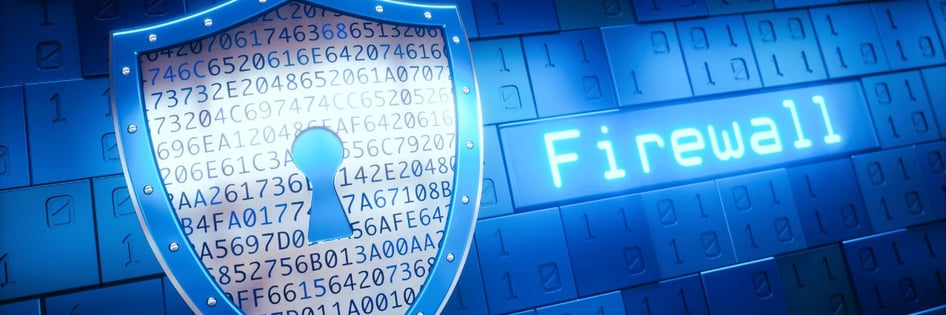 An encrypted lock with the word firewall beside it