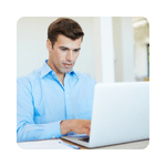 Guy researching online