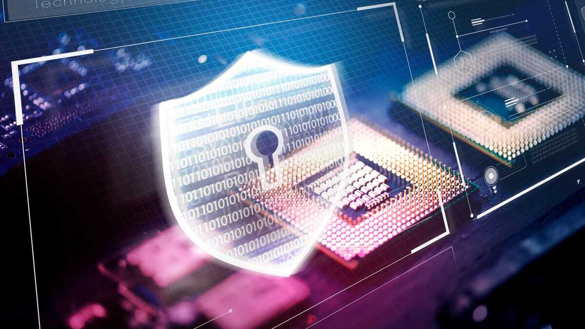 Digital padlock protecting business data on a circuit board