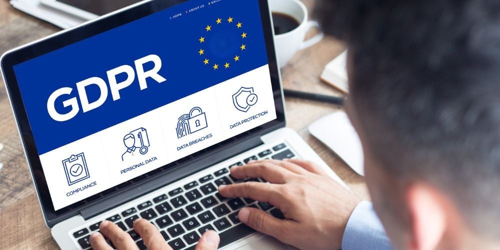 a person working on GDPR on their laptop