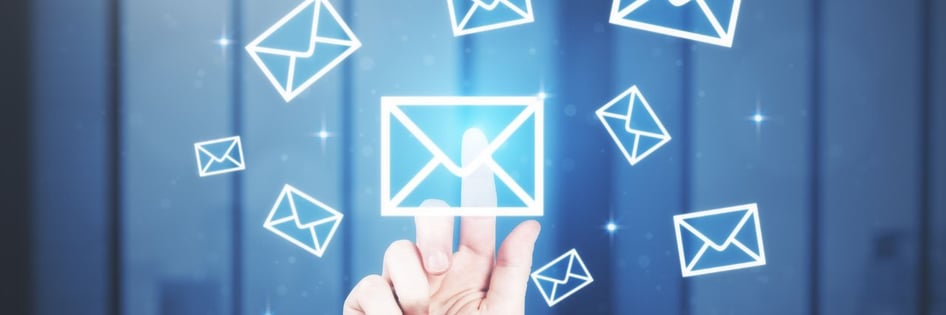 A hand clicking on an email icon representing opening of a secured email