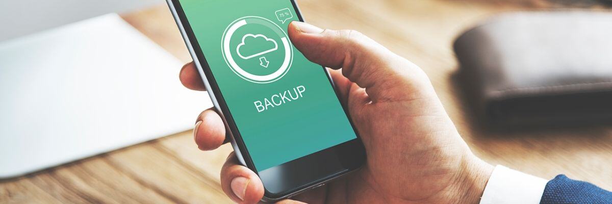 A phone undergoing data backup