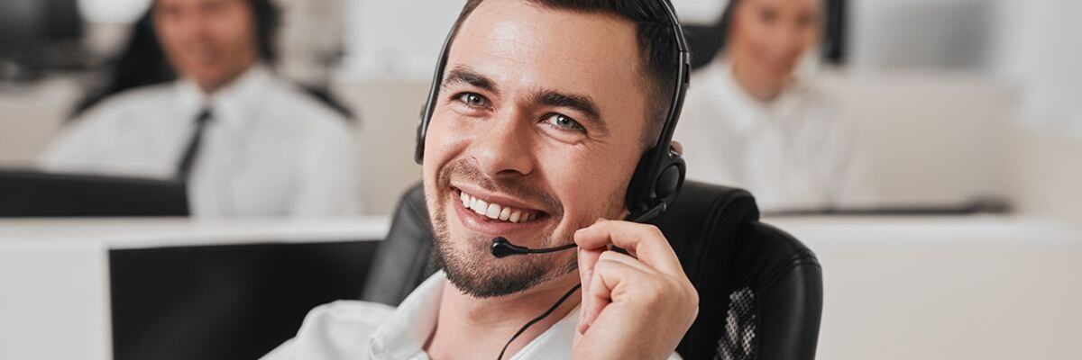 Person using VoIP for customer service