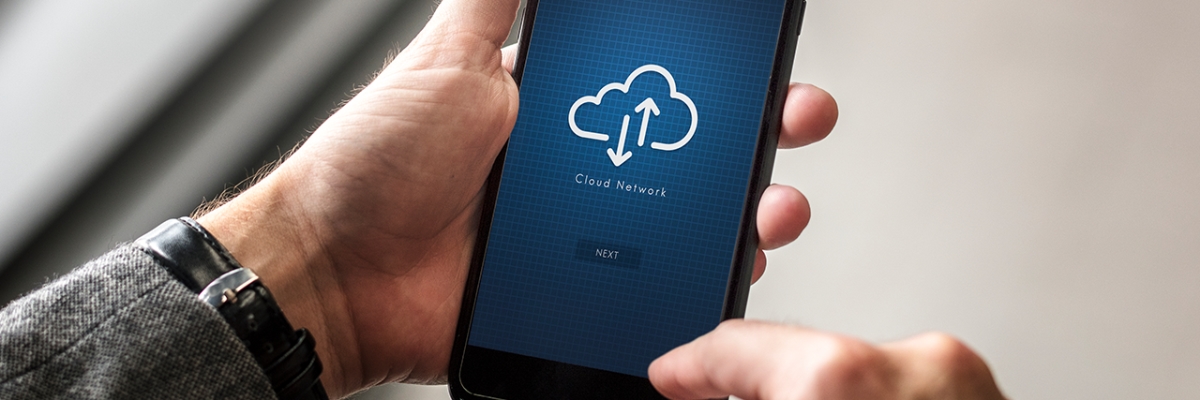 A person accessing cloud network on the phone