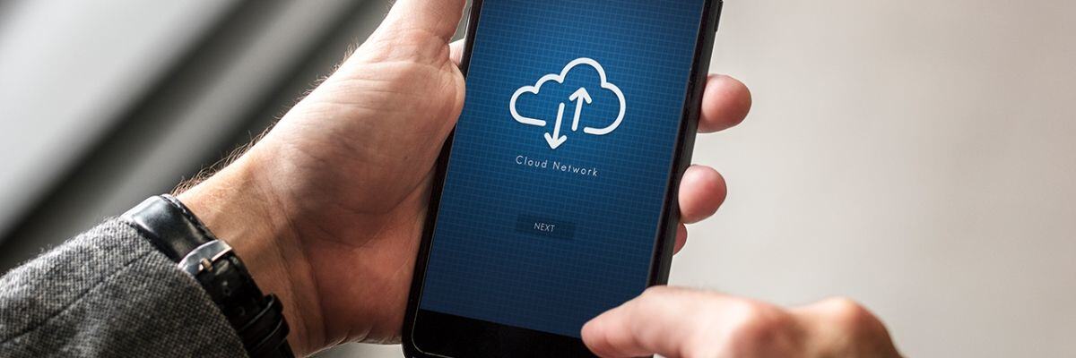 A person accessing cloud network on the phone