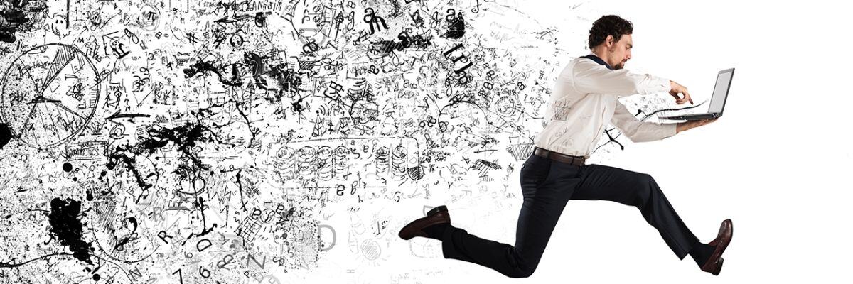 Man running to recover data