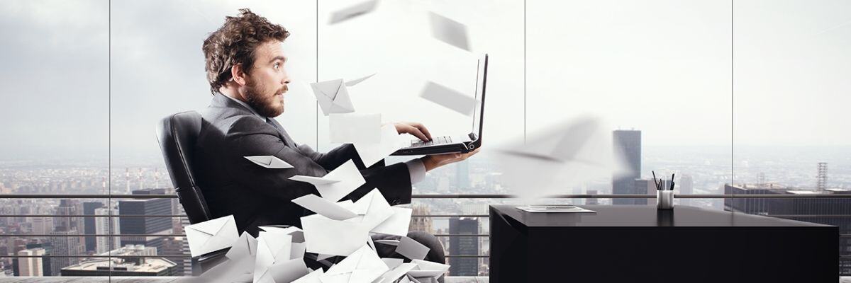 a person receiving many emails