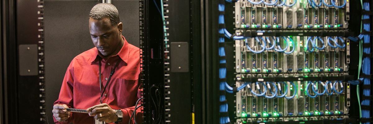 IT technician in the server room