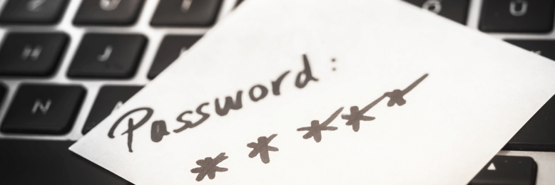 Password written in a small piece of paper