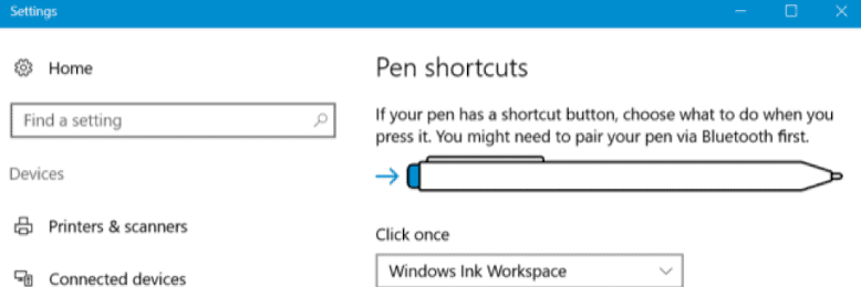 Pen shortcuts