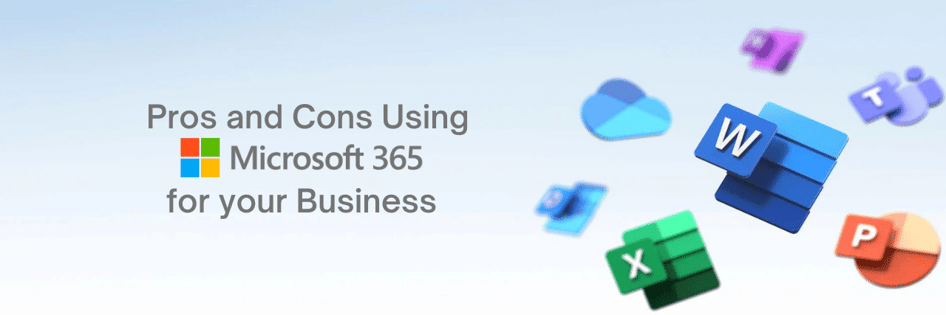 MS 365 logos and title Pros and Cons of Using Microsoft 365 Suite