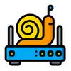 a snail on top an internet router
