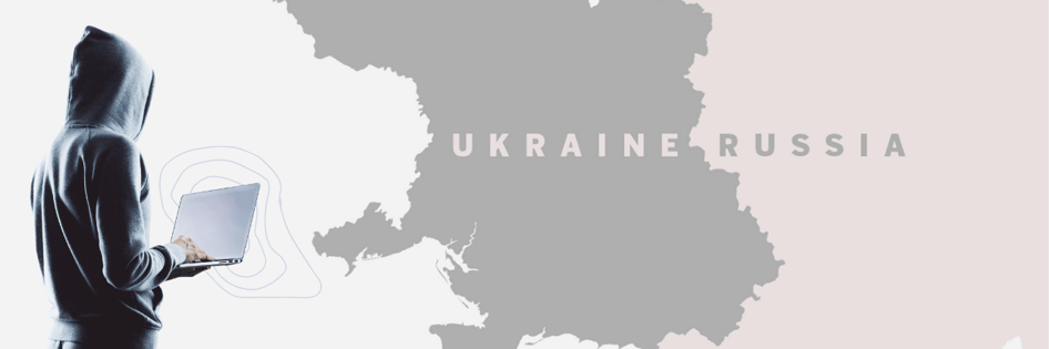 Ukraine and Russia Map and a Hacker 