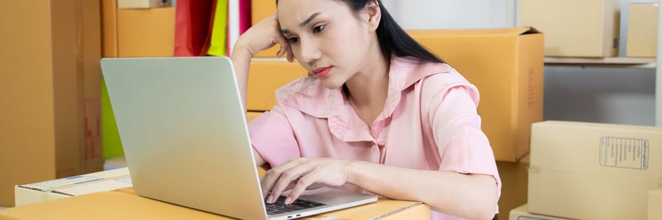 A woman who is unhappy with the software being used