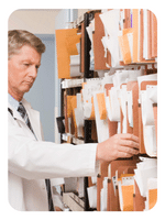 a doctor looking for patients file