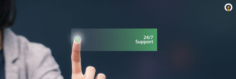 a person activating the 24 7 support by clicking the check mark on the holographic image of support