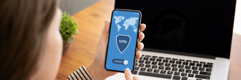 a person connecting to VPN through cellphone