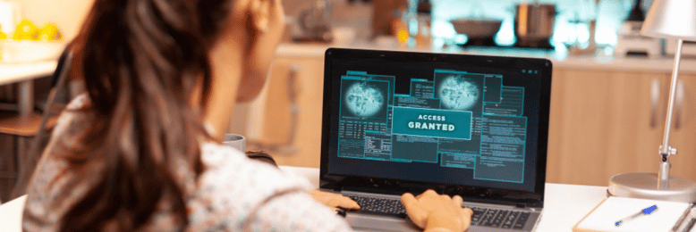 a person granted access on a laptop