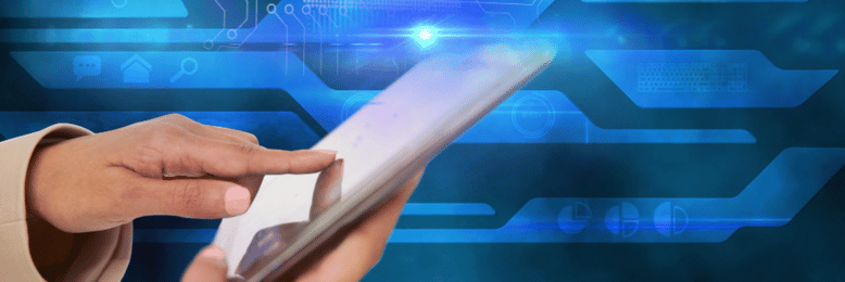 a person using a cyber secured tablet