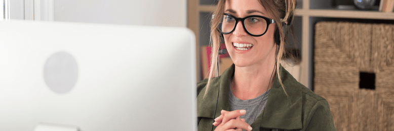 a woman infront of the computer