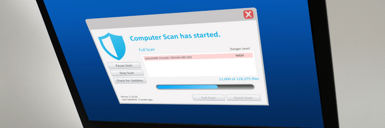 an ongoing anti virus scan of a laptop