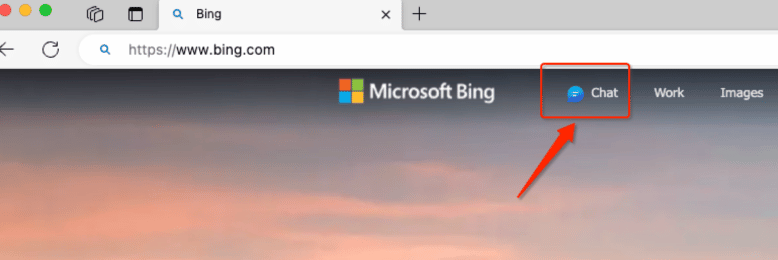 click on chat in bing.com