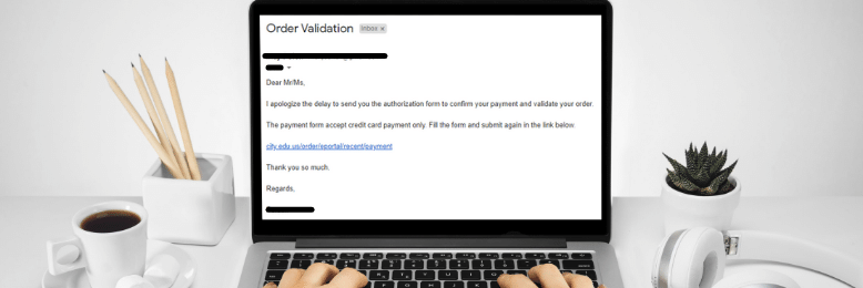 deceptive phishing email on laptop