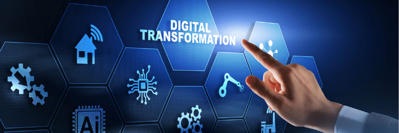 hand pointing to digital transformation