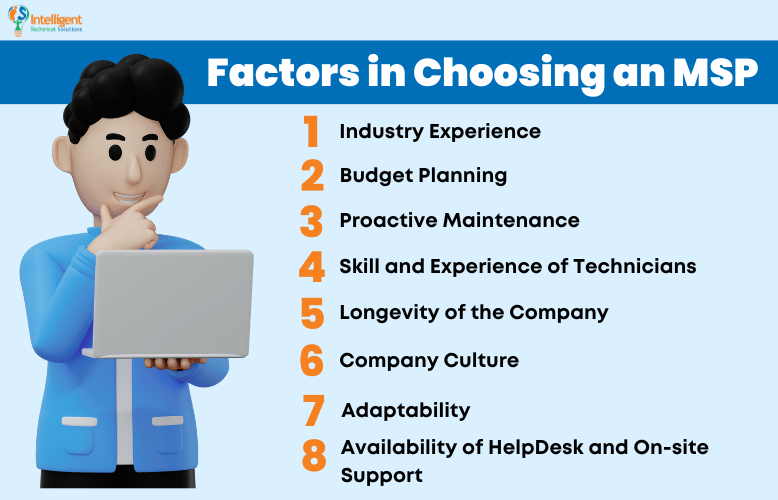 list of factors to consider in choosing a managed IT support provider