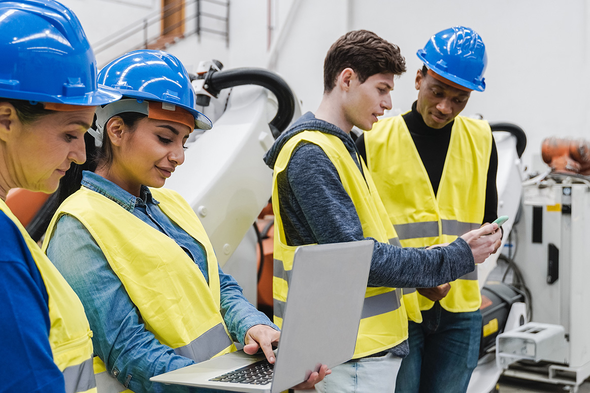 Multiracial engineers working