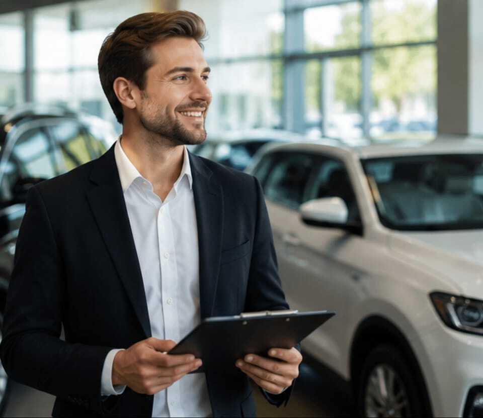 Automotive dealership manager in the showroom