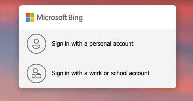 signing in to microsoft bing