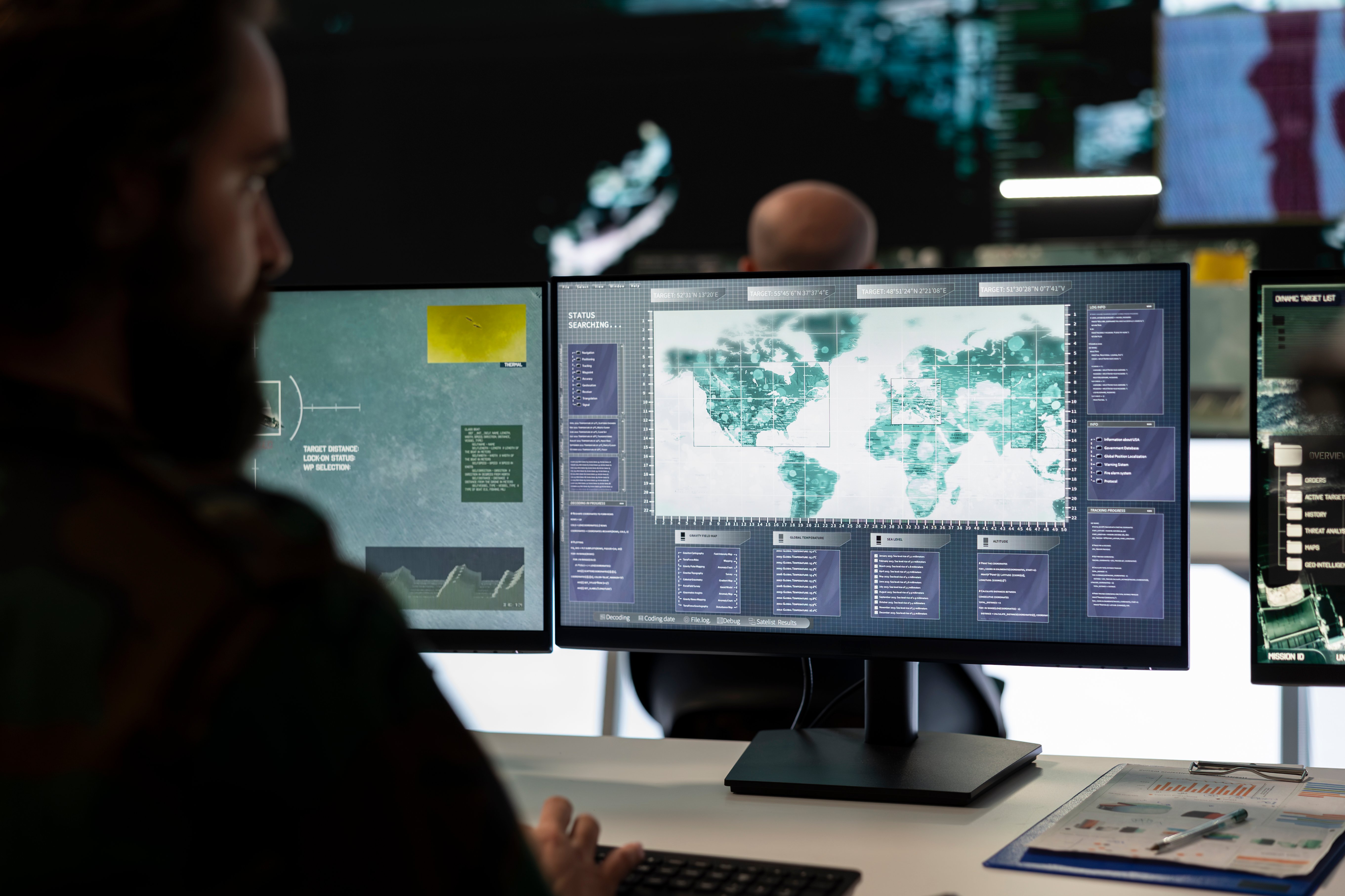 trooper-examines-surveillance-radar-cctv-imagery-i-2025-02-19-23-57-09-utc