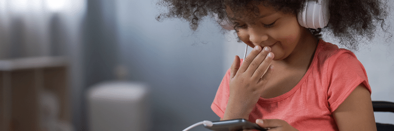 young child using a phone