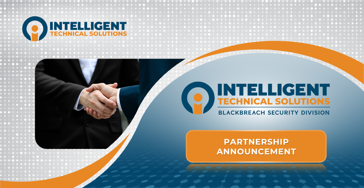 ITS acquisition of Black Breach cybersecurity firm shown with handshake, highlighting expanded managed security services.