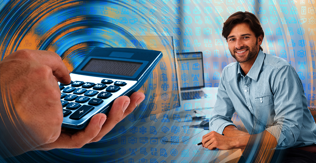 Business leader reviewing managed IT pricing with calculator, highlighting MSP cost transparency and IT budgeting decisions.