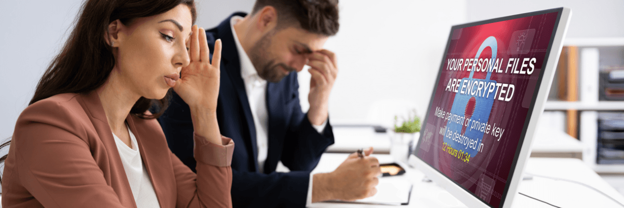 Employees looking for a solution in a ransomware attack