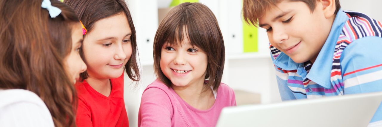 Kids using a laptop