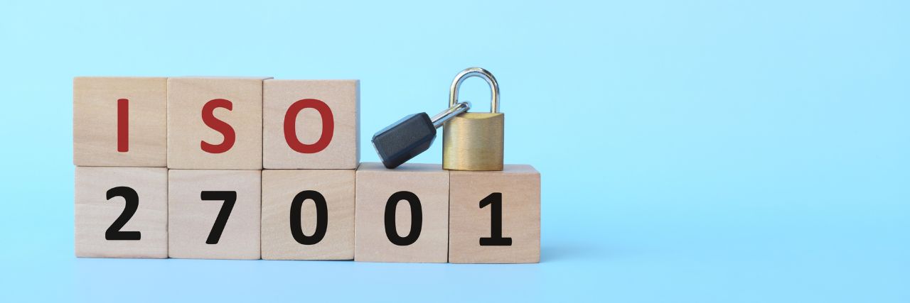 ISO 27001 on blocks with security padlocks
