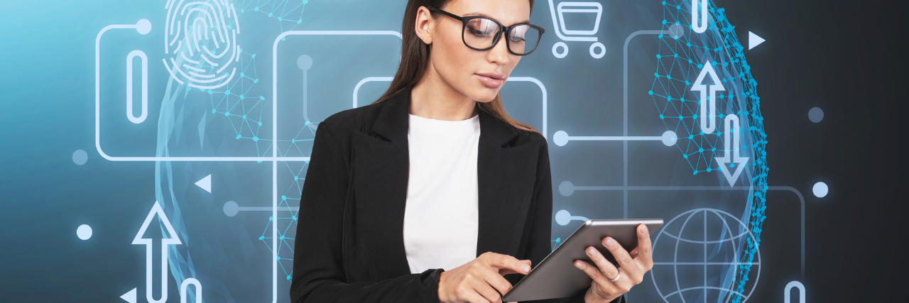 An employee undergoing cybersecurity training