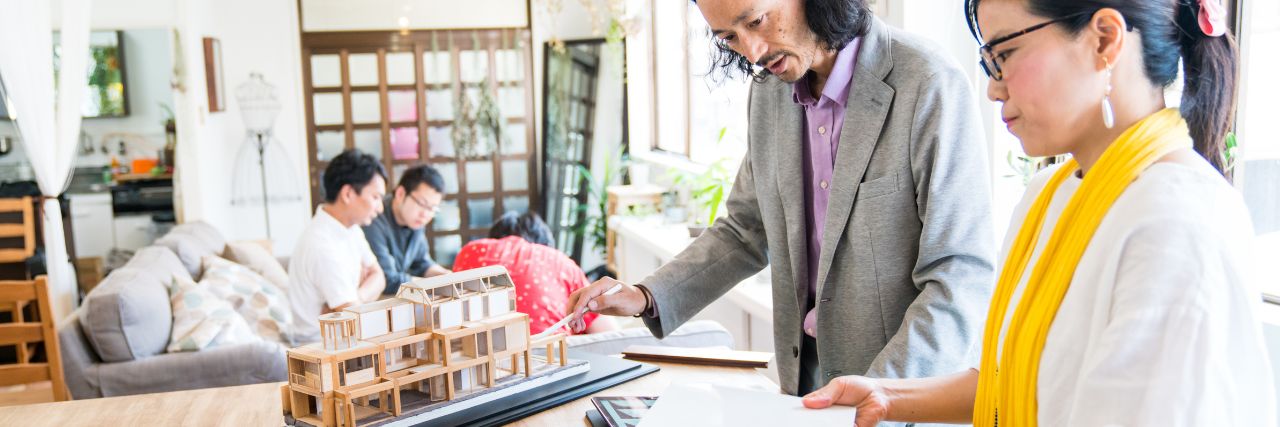 an architectural firm going over designs