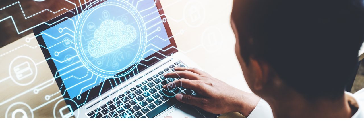 a person working from home with cloud support