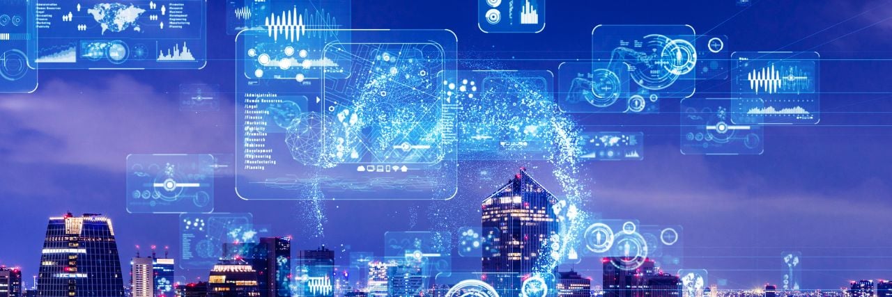 data analytics happening over the city representing business efficiency