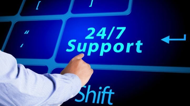 a person choosing 24/7 support in the keyboard